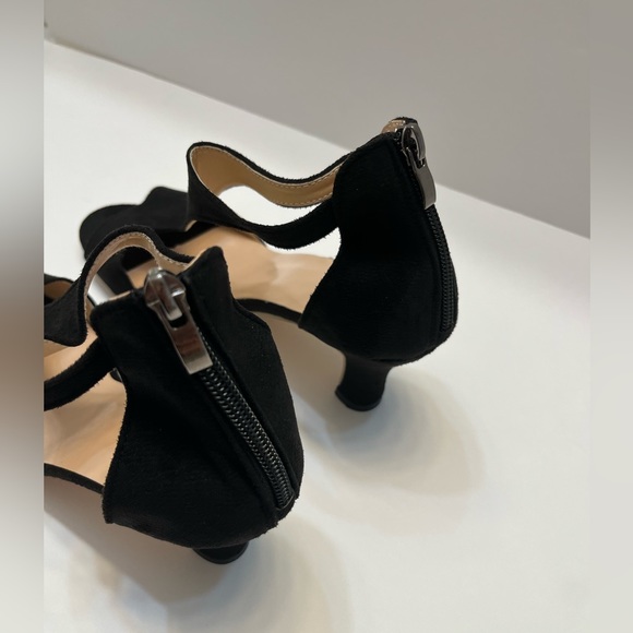 Women's Black Block Heeled Sandals, Fashion Cutout Design Back Zipper Sandals - Picture 8 of 14